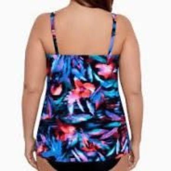 Miraclesuit NWT Fuego Flora Mirage Tankini Top Black/Multi Size 14 - Picture 5 of 7